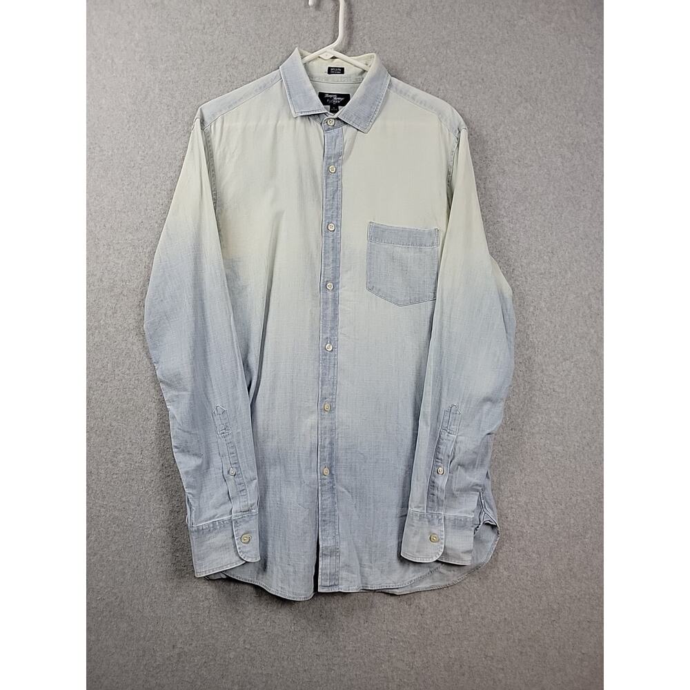 J.CREW 100% Cotton Blue 80's 2 Ply LS Button Up Shirt Men's Medium 15-15.5